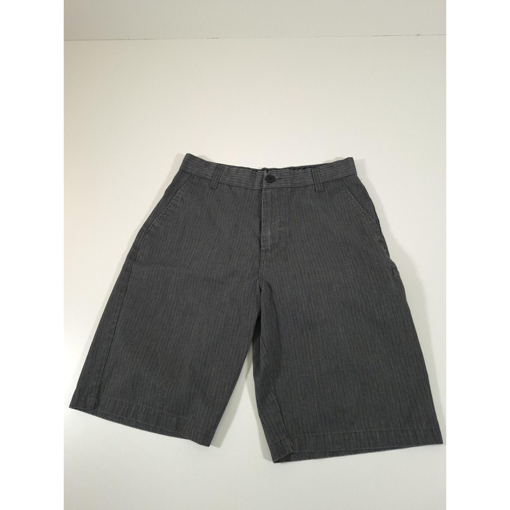 Fox Shorts Mens 32 Gray Stripe Chino 11" Inseam Cotton Casual Logo Pockets